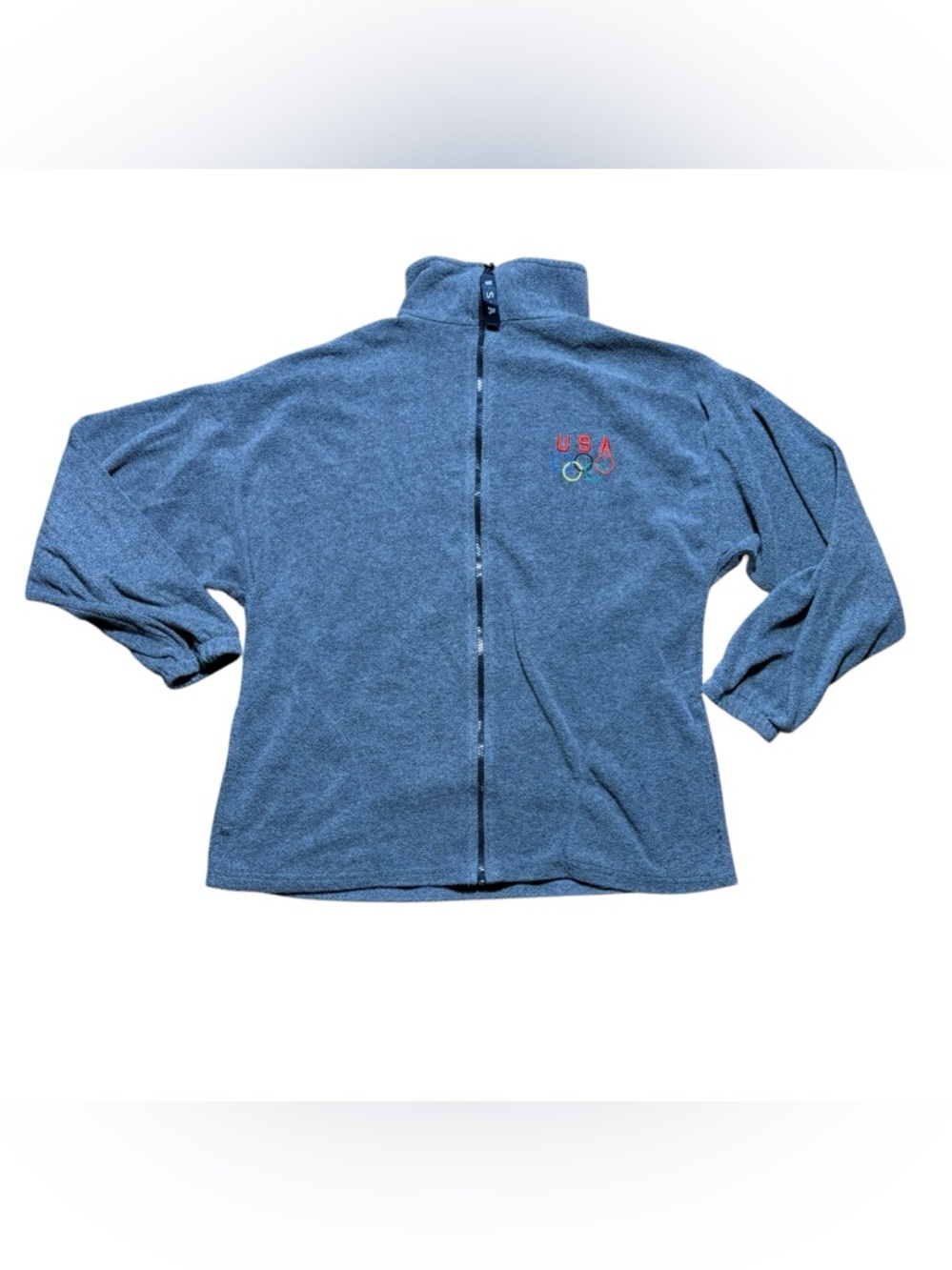 90’s USA Olympic Embroidered Gray Full-Zip Fleece Jacket